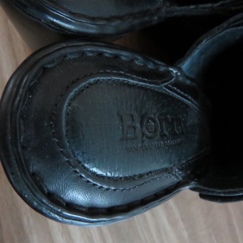 BORN Holly Leather Platform Slip On Clog Mules Y2K Black Leather - Size US 7 - Picture 12 of 14
